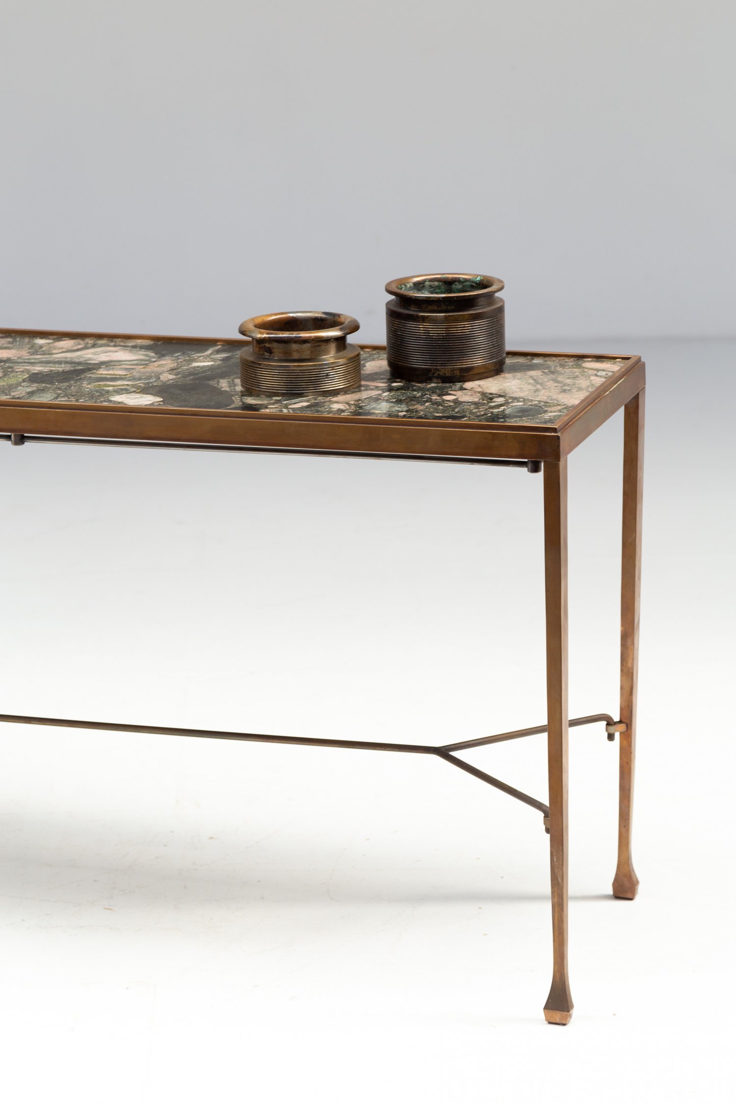 Dries Van Noten console in brass and marble.