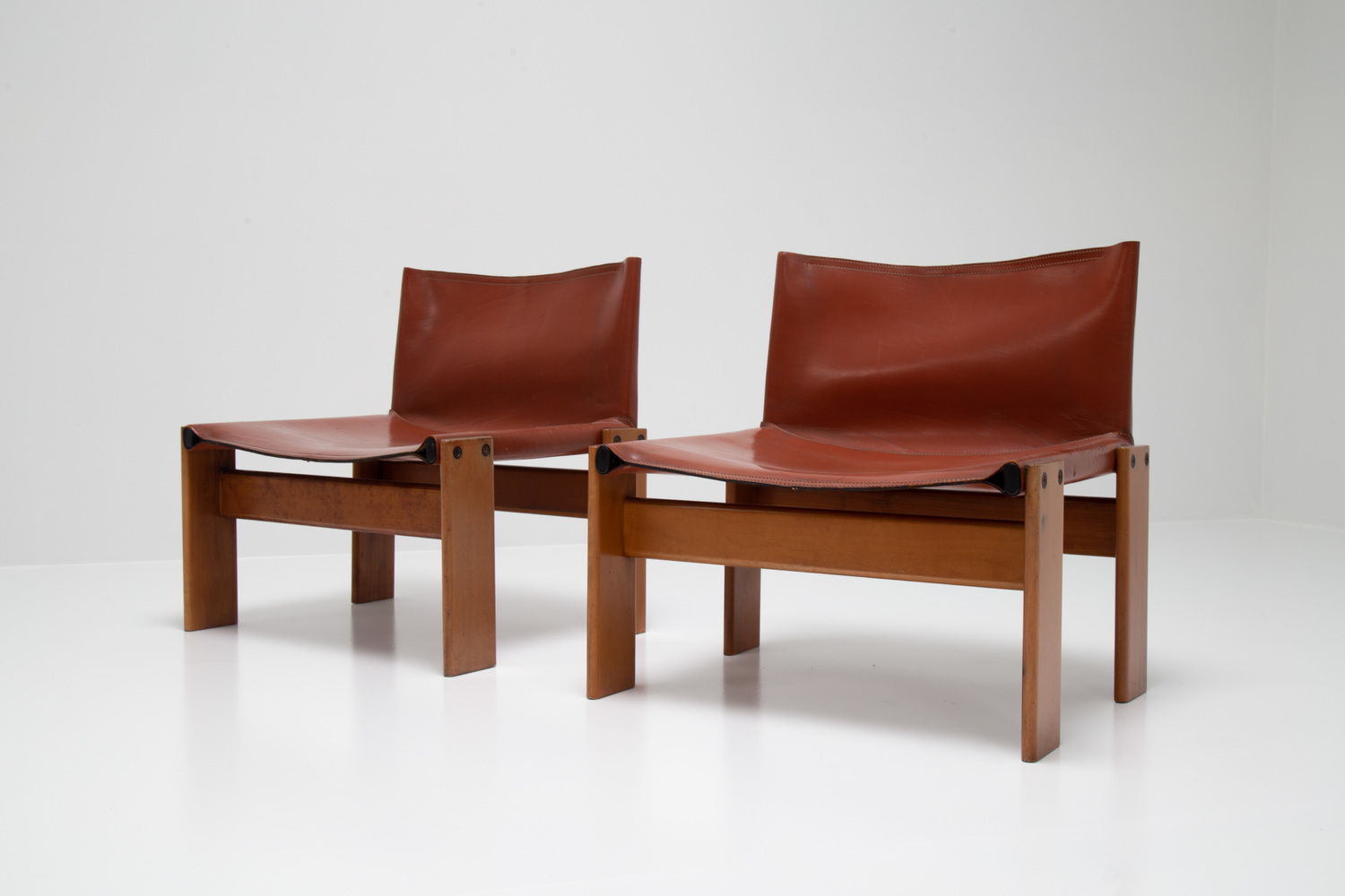Pair of low 'Monk' chairs by Afra & Tobia Scarpa