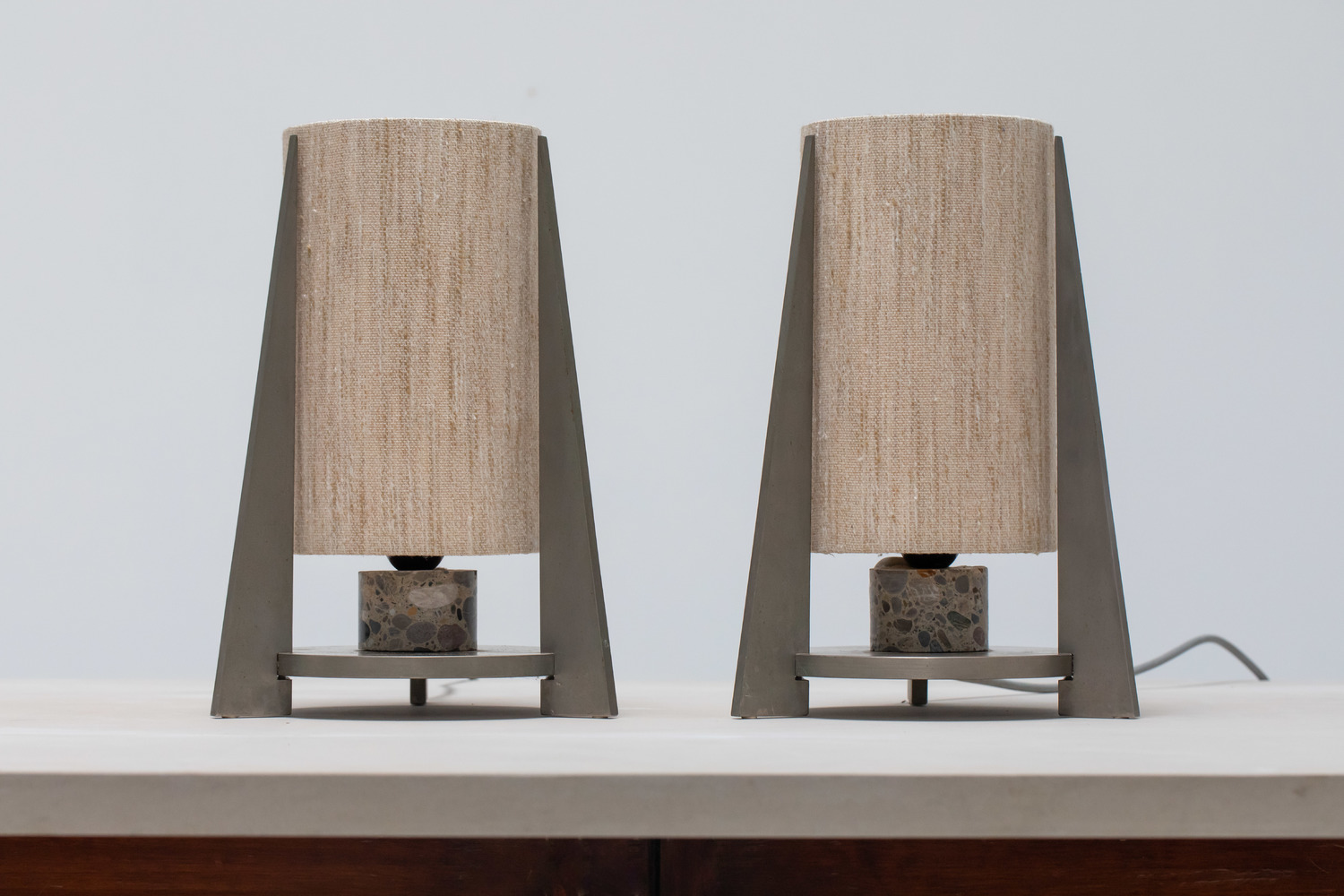 Nickel plated lamps with terrazzo