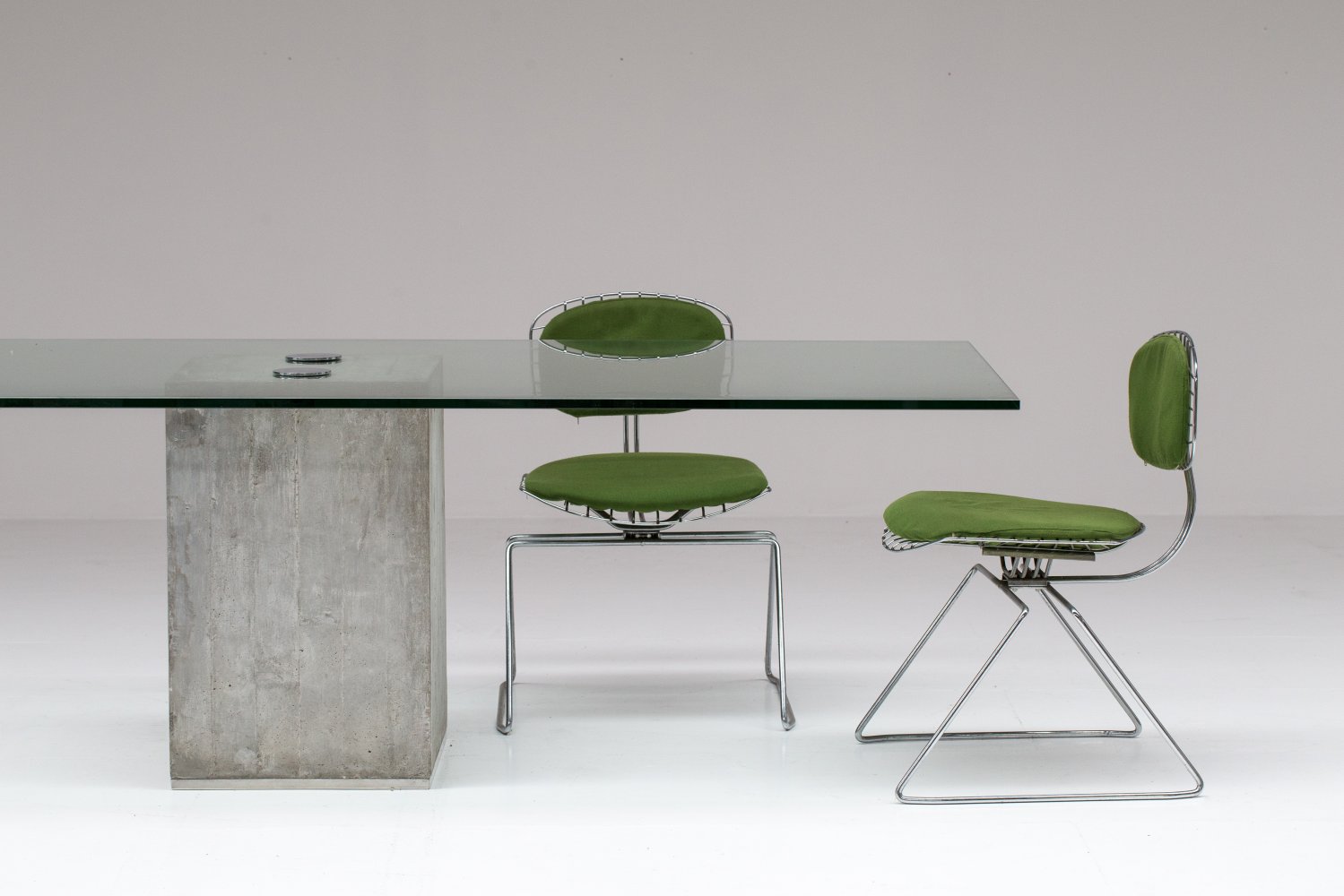 Saporiti concrete & glass table.