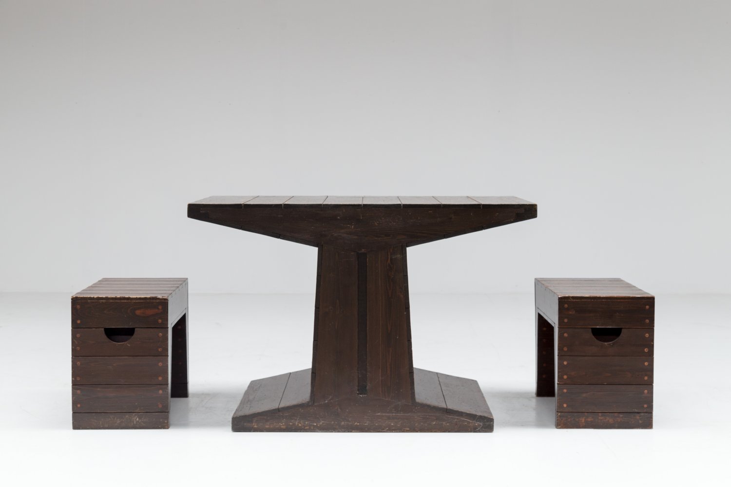 Console / two stools by Dom Hans Van Der Laan